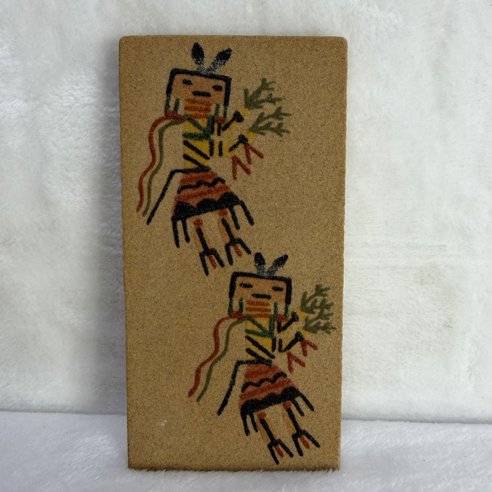Navajo Sand Painting Shiwige Corn Maiden Signed Native American Art